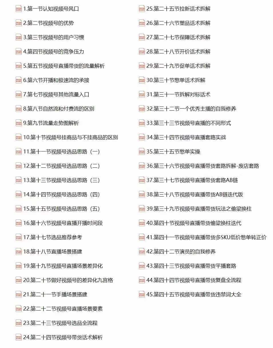 图片[2]-（12796期）视频号直播带货教程：选品思路与话术拆解/掌握多种带货套路/提升直播效果-创客联盟资源网-本站致力于分享优质实用的互联网资源,创业项目,软件工具