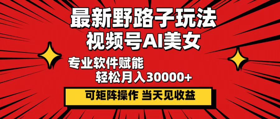 （12798期）最新野路子玩法，视频号AI美女，当天见收益，轻松月入30000＋-创客联盟资源网-本站致力于分享优质实用的互联网资源,创业项目,软件工具