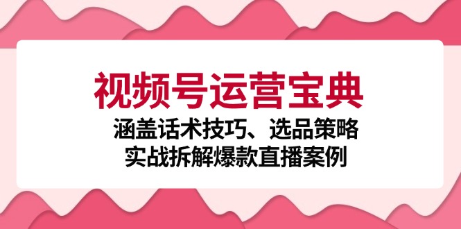 视频号运营宝典：涵盖话术技巧、选品策略、实战拆解爆款直播案例-创客联盟资源网-本站致力于分享优质实用的互联网资源,创业项目,软件工具