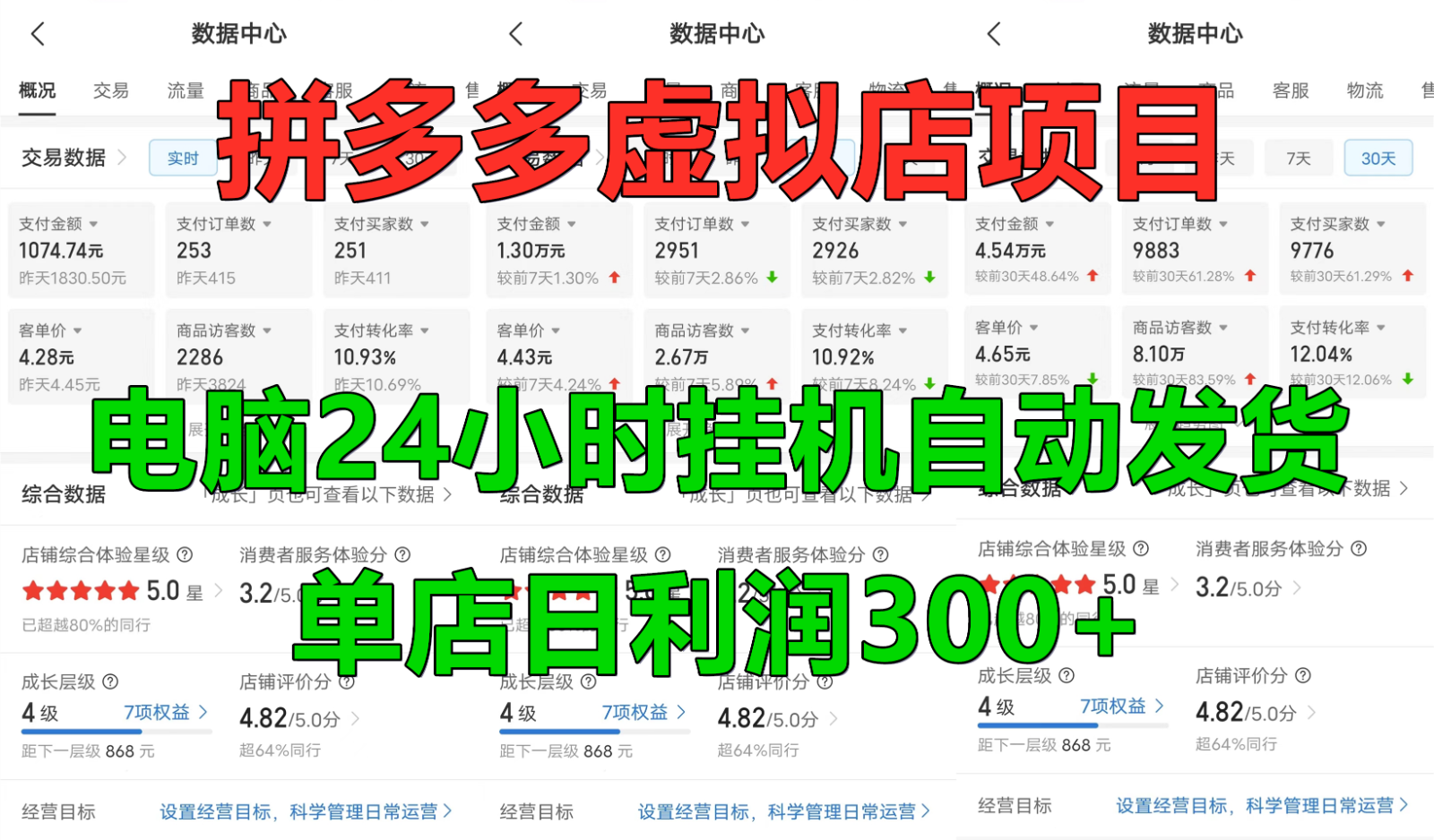 拼多多虚拟店铺项目，电脑挂机自动发货，单店日利润300+-创客联盟资源网-本站致力于分享优质实用的互联网资源,创业项目,软件工具