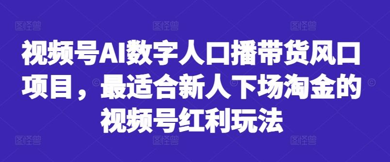 视频号AI数字人口播带货风口项目，最适合新人下场淘金的视频号红利玩法-创客联盟资源网-本站致力于分享优质实用的互联网资源,创业项目,软件工具