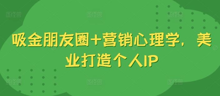 吸金朋友圈+营销心理学，美业打造个人IP-创客联盟资源网-本站致力于分享优质实用的互联网资源,创业项目,软件工具