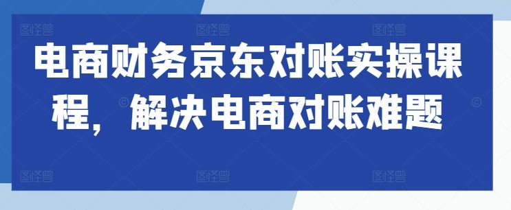 电商财务京东对账实操课程，解决电商对账难题-创客联盟资源网-本站致力于分享优质实用的互联网资源,创业项目,软件工具