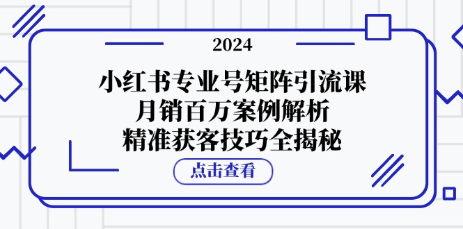 小红书专业号矩阵引流课，月销百万案例解析，精准获客技巧全揭秘-创客联盟资源网-本站致力于分享优质实用的互联网资源,创业项目,软件工具