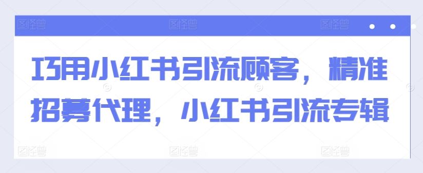 巧用小红书引流顾客，精准招募代理，小红书引流专辑-创客联盟资源网-本站致力于分享优质实用的互联网资源,创业项目,软件工具