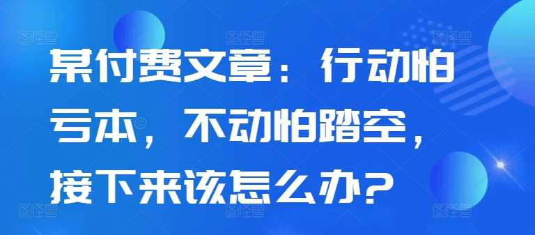 某付费文章：行动怕亏本，不动怕踏空，接下来该怎么办?-创客联盟资源网-本站致力于分享优质实用的互联网资源,创业项目,软件工具