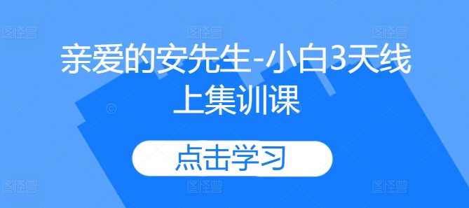 亲爱的安先生-小白3天线上集训课-创客联盟资源网-本站致力于分享优质实用的互联网资源,创业项目,软件工具