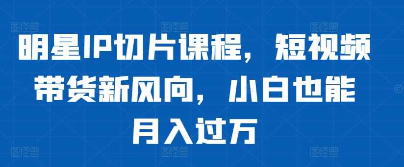 明星IP切片课程，短视频带货新风向，小白也能月入过万-创客联盟资源网-本站致力于分享优质实用的互联网资源,创业项目,软件工具