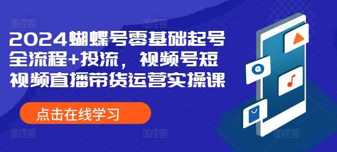 2024蝴蝶号零基础起号全流程+投流，视频号短视频直播带货运营实操课-创客联盟资源网-本站致力于分享优质实用的互联网资源,创业项目,软件工具