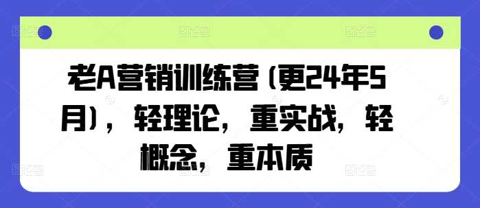 老A营销训练营(更24年10月)，轻理论，重实战，轻概念，重本质-创客联盟资源网-本站致力于分享优质实用的互联网资源,创业项目,软件工具