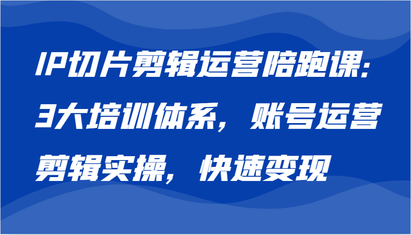 IP切片剪辑运营陪跑课，3大培训体系：账号运营 剪辑实操 快速变现-创客联盟资源网-本站致力于分享优质实用的互联网资源,创业项目,软件工具