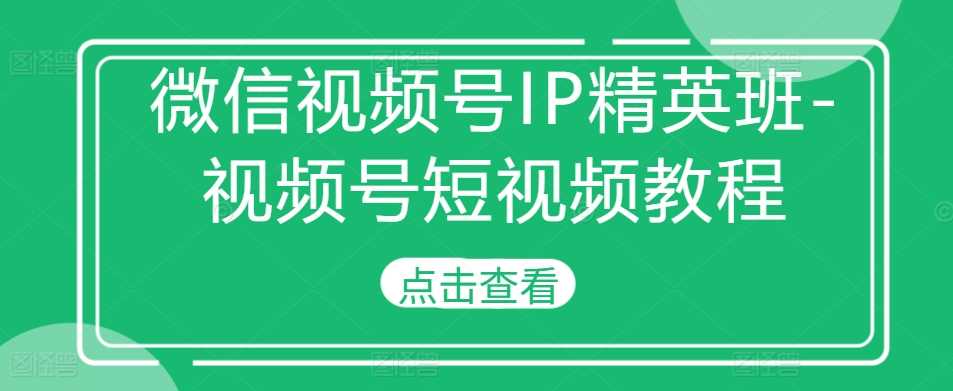 微信视频号IP精英班-视频号短视频教程-创客联盟资源网-本站致力于分享优质实用的互联网资源,创业项目,软件工具