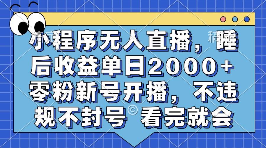 （13251期）小程序无人直播，睡后收益单日2000+ 零粉新号开播，不违规不封号 看完就会-创客联盟资源网-本站致力于分享优质实用的互联网资源,创业项目,软件工具
