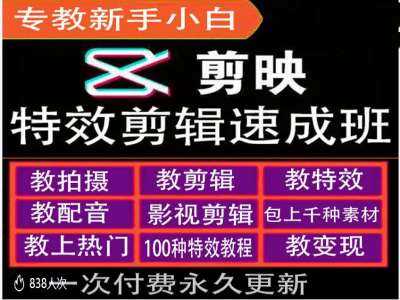 剪映特效教程和运营变现教程，特效剪辑速成班，专教新手小白-创客联盟资源网-本站致力于分享优质实用的互联网资源,创业项目,软件工具