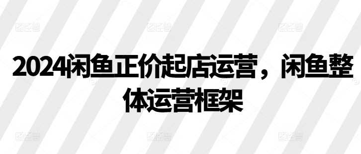 2024闲鱼正价起店运营，闲鱼整体运营框架-创客联盟资源网-本站致力于分享优质实用的互联网资源,创业项目,软件工具