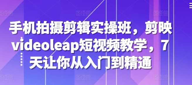 手机拍摄剪辑实操班，剪映videoleap短视频教学，7天让你从入门到精通-创客联盟资源网-本站致力于分享优质实用的互联网资源,创业项目,软件工具