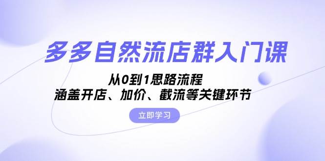 （13279期）多多自然流店群入门课，从0到1思路流程，涵盖开店、加价、截流等关键环节-创客联盟资源网-本站致力于分享优质实用的互联网资源,创业项目,软件工具