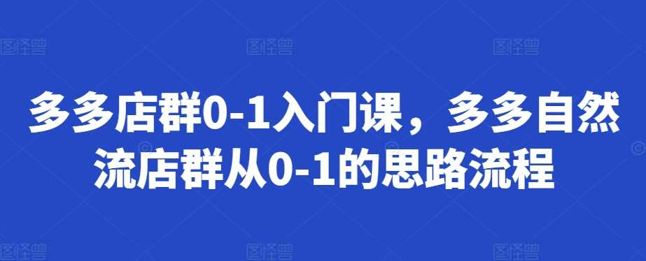 多多店群0-1入门课，多多自然流店群从0-1的思路流程-创客联盟资源网-本站致力于分享优质实用的互联网资源,创业项目,软件工具