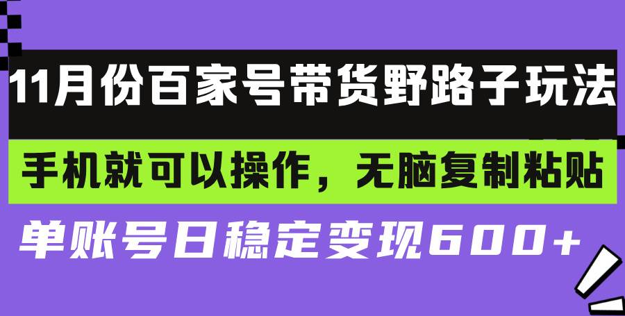 （13281期）百家号带货野路子玩法 手机就可以操作，无脑复制粘贴 单账号日稳定变现…-创客联盟资源网-本站致力于分享优质实用的互联网资源,创业项目,软件工具