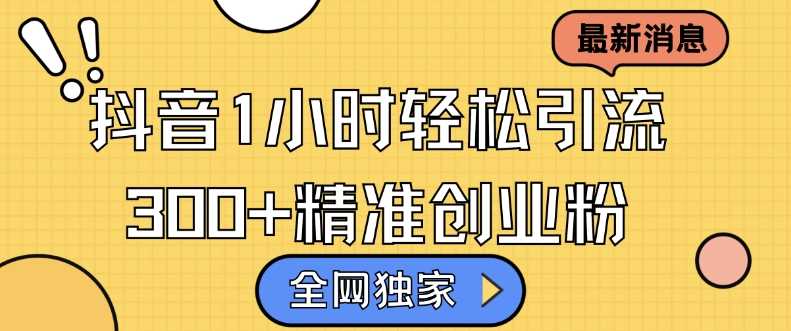 全网独家抖音引流，轻松日引300+精准创业粉【揭秘】-创客联盟资源网-本站致力于分享优质实用的互联网资源,创业项目,软件工具