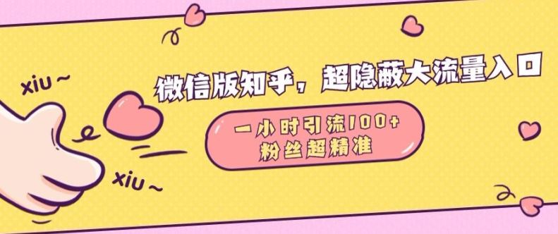 微信版知乎，超隐蔽流量入口1小时引流100人，粉丝质量超高【揭秘】-创客联盟资源网-本站致力于分享优质实用的互联网资源,创业项目,软件工具