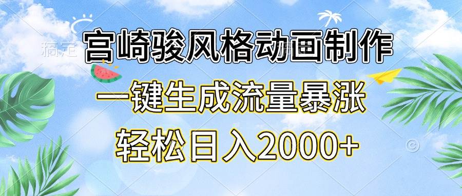 （13386期）宫崎骏风格动画制作，一键生成流量暴涨，轻松日入2000+-创客联盟资源网-本站致力于分享优质实用的互联网资源,创业项目,软件工具