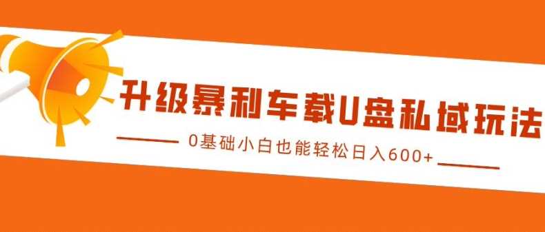 升级暴利车载U盘私域玩法，0基础小白也能轻松日入多张【揭秘】-创客联盟资源网-本站致力于分享优质实用的互联网资源,创业项目,软件工具