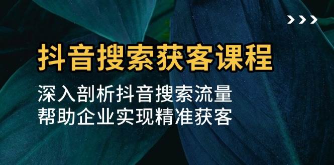 （13465期）抖音搜索获客课程：深入剖析抖音搜索流量，帮助企业实现精准获客-创客联盟资源网-本站致力于分享优质实用的互联网资源,创业项目,软件工具