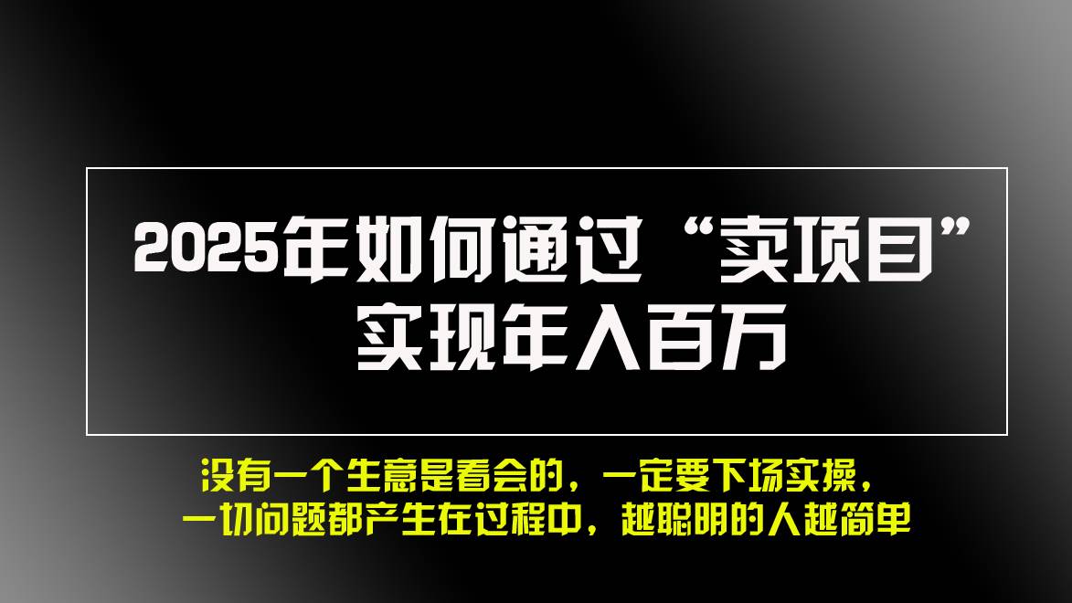 （13468期）2025年如何通过“卖项目”实现年入百万，做网赚必看！！-创客联盟资源网-本站致力于分享优质实用的互联网资源,创业项目,软件工具