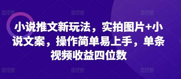 小说推文新玩法，实拍图片+小说文案，操作简单易上手，单条视频收益四位数-创客联盟资源网-本站致力于分享优质实用的互联网资源,创业项目,软件工具