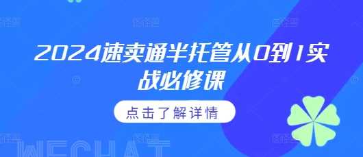 2024速卖通半托管从0到1实战必修课，掌握通投广告打法、熟悉速卖通半托管的政策细节-创客联盟资源网-本站致力于分享优质实用的互联网资源,创业项目,软件工具