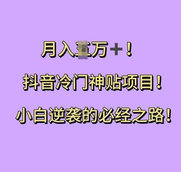 抖音冷门神贴项目，小白逆袭的必经之路，月入过W【揭秘】-创客联盟资源网-本站致力于分享优质实用的互联网资源,创业项目,软件工具