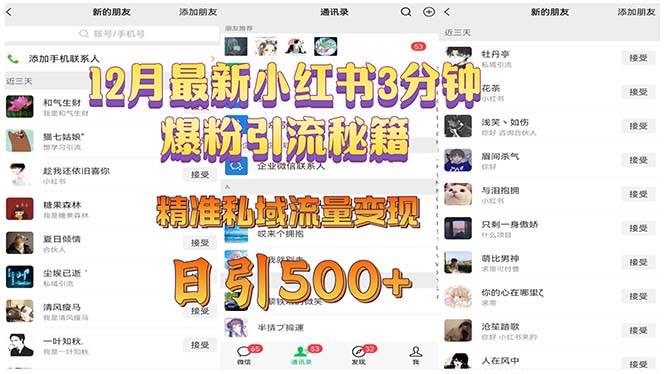 （13653期）12月最新小红书3分钟爆粉引流秘籍 精准私域流量变现 日引500+-创客联盟资源网-本站致力于分享优质实用的互联网资源,创业项目,软件工具