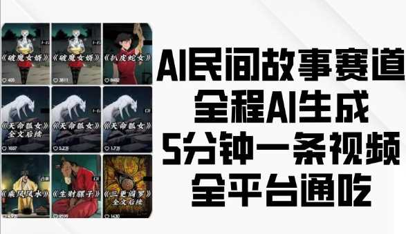 AI民间故事赛道，全程AI生成5分钟一条视频，全平台通吃-创客联盟资源网-本站致力于分享优质实用的互联网资源,创业项目,软件工具