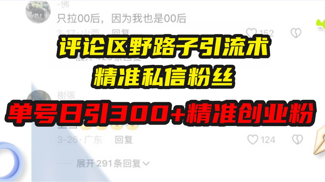 （13676期）评论区野路子引流术，精准私信粉丝，单号日引流300+精准创业粉-创客联盟资源网-本站致力于分享优质实用的互联网资源,创业项目,软件工具