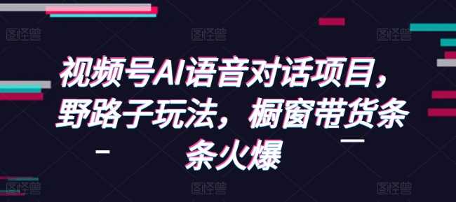 视频号AI语音对话项目，野路子玩法，橱窗带货条条火爆-创客联盟资源网-本站致力于分享优质实用的互联网资源,创业项目,软件工具