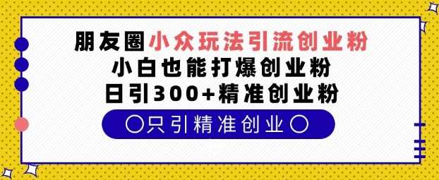 朋友圈小众玩法引流创业粉，小白也能打爆创业粉，日引300+精准创业粉【揭秘】-创客联盟资源网-本站致力于分享优质实用的互联网资源,创业项目,软件工具