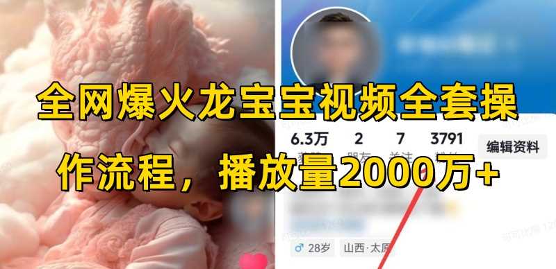 全网爆火龙宝宝视频全套操作流程，播放量2000万+-创客联盟资源网-本站致力于分享优质实用的互联网资源,创业项目,软件工具