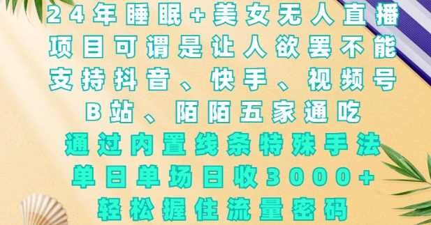 2024年睡眠+美女无人直播，通过内置线条特殊手法，单场日收3k+，轻松握住流量密码【揭秘】-创客联盟资源网-本站致力于分享优质实用的互联网资源,创业项目,软件工具